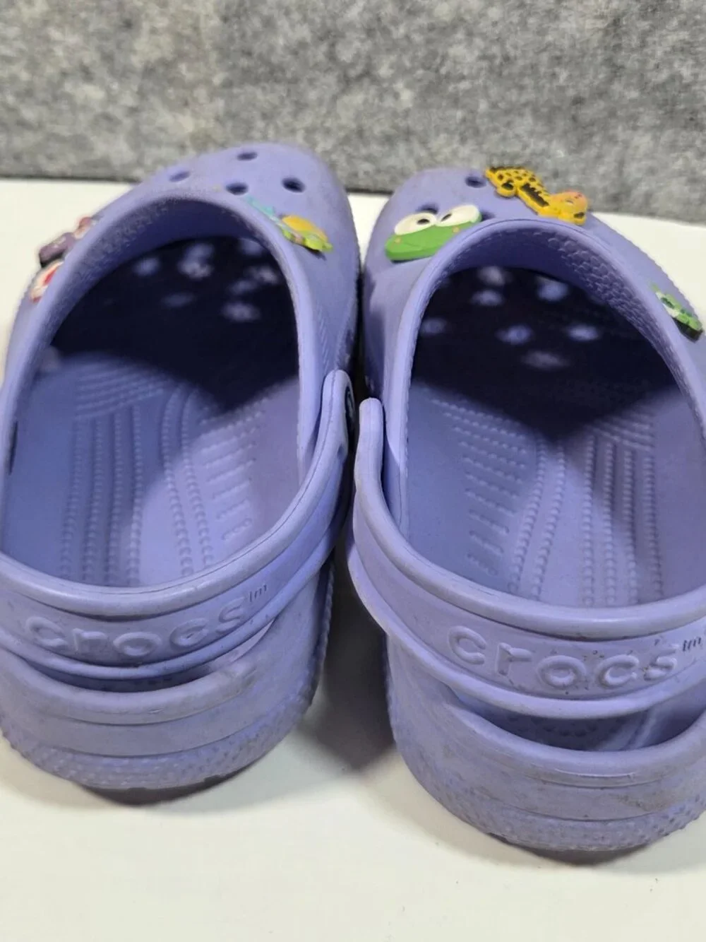 Crocs Purple Classic Clogs Youth J3 Charms Y2K Kidcore Slip On Shoes